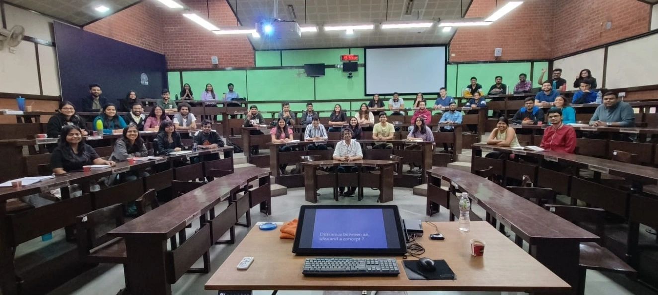 A full classroom of students at IIM Ahmedabad
